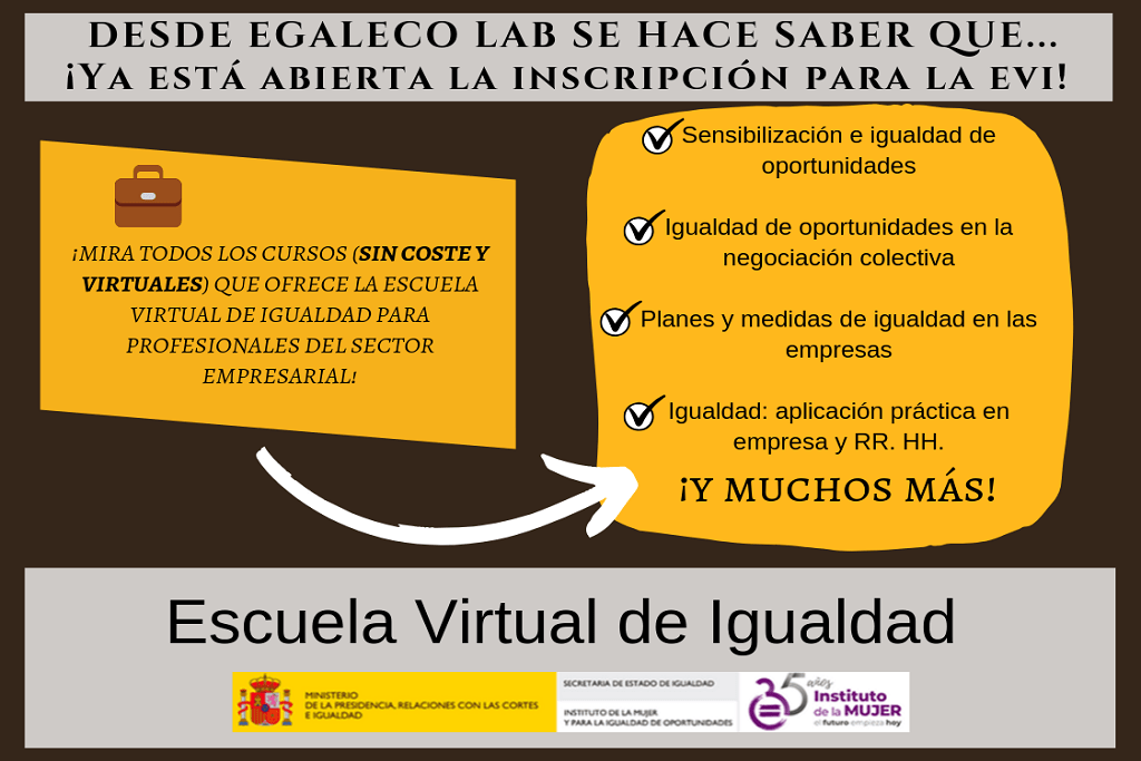 EgaleCo Lab informado sobre los cursos de la EVI sin coste y virtuales